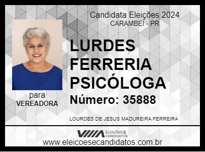 Candidato LURDES FERREIRA PSICÓLOGA 2024 - CARAMBEÍ - Eleições