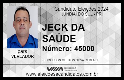 Candidato JECK DA SAÚDE 2024 - JUNDIAÍ DO SUL - Eleições