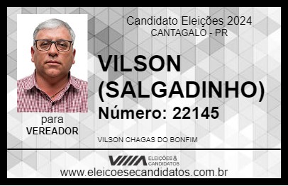 Candidato VILSON (SALGADINHO) 2024 - CANTAGALO - Eleições