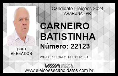 Candidato CARNEIRO BATISTINHA 2024 - ARARUNA - Eleições