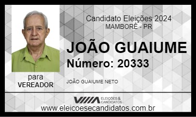 Candidato JOÃO GUAIUME 2024 - MAMBORÊ - Eleições