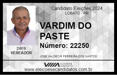 Candidato VARDIM DO PASTEL 2024 - LOBATO - Eleições