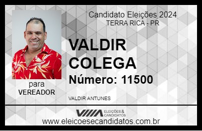 Candidato VALDIR COLEGA 2024 - TERRA RICA - Eleições