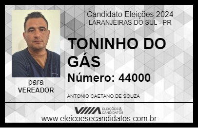 Candidato TONINHO DO GÁS 2024 - LARANJEIRAS DO SUL - Eleições