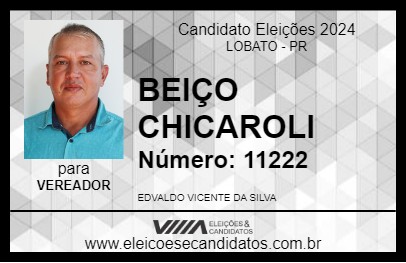 Candidato BEIÇO CHICAROLI 2024 - LOBATO - Eleições