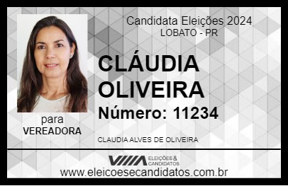 Candidato CLÁUDIA OLIVEIRA 2024 - LOBATO - Eleições