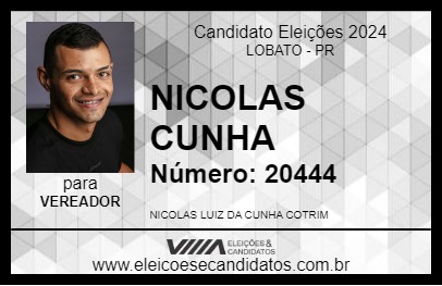 Candidato NICOLAS CUNHA 2024 - LOBATO - Eleições