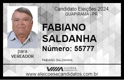 Candidato FABIANO SALDANHA 2024 - GUAPIRAMA - Eleições