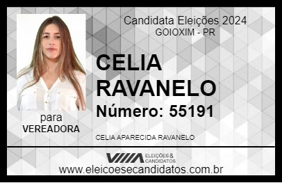 Candidato CELIA RAVANELO 2024 - GOIOXIM - Eleições