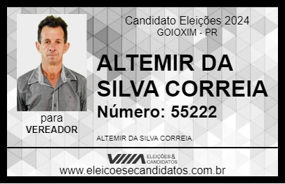 Candidato ALTEMIR DA SILVA CORREIA 2024 - GOIOXIM - Eleições