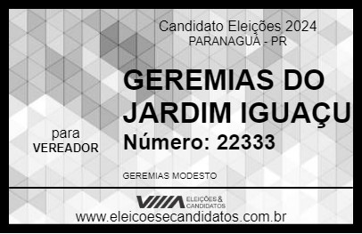 Candidato GEREMIAS DO JARDIM IGUAÇU 2024 - PARANAGUÁ - Eleições