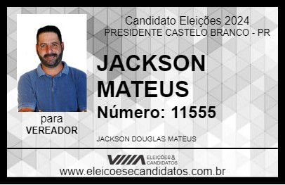 Candidato JACKSON MATEUS 2024 - PRESIDENTE CASTELO BRANCO - Eleições