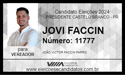 Candidato JOVI FACCIN 2024 - PRESIDENTE CASTELO BRANCO - Eleições