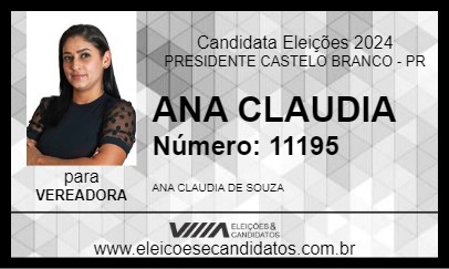 Candidato ANA CLAUDIA 2024 - PRESIDENTE CASTELO BRANCO - Eleições