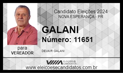 Candidato GALANI 2024 - NOVA ESPERANÇA - Eleições