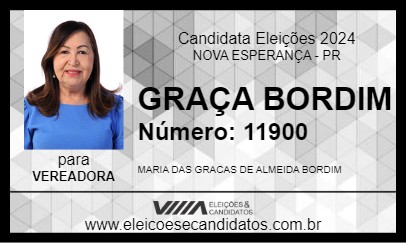 Candidato GRAÇA BORDIM 2024 - NOVA ESPERANÇA - Eleições