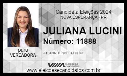 Candidato JULIANA LUCINI 2024 - NOVA ESPERANÇA - Eleições