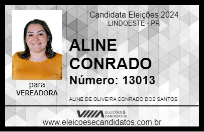 Candidato ALINE CONRADO 2024 - LINDOESTE - Eleições