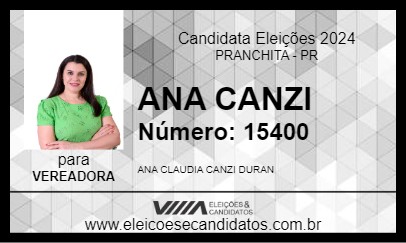 Candidato ANA CANZI 2024 - PRANCHITA - Eleições