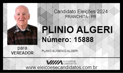 Candidato PLINIO ALGERI 2024 - PRANCHITA - Eleições