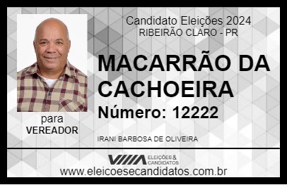 Candidato MACARRÃO DA CACHOEIRA  2024 - RIBEIRÃO CLARO - Eleições