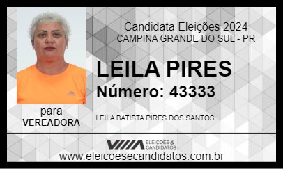 Candidato LEILA PIRES 2024 - CAMPINA GRANDE DO SUL - Eleições