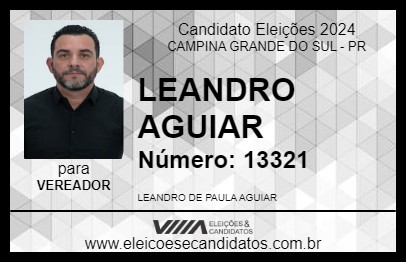 Candidato LEANDRO  AGUIAR 2024 - CAMPINA GRANDE DO SUL - Eleições