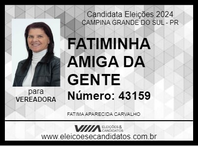 Candidato FATIMINHA AMIGA DA GENTE 2024 - CAMPINA GRANDE DO SUL - Eleições