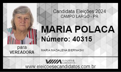 Candidato MARIA BIERNASKI 2024 - CAMPO LARGO - Eleições