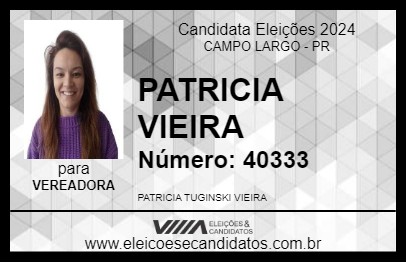 Candidato PATRICIA VIEIRA 2024 - CAMPO LARGO - Eleições