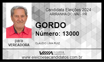 Candidato GORDO 2024 - ARIRANHA DO IVAÍ - Eleições