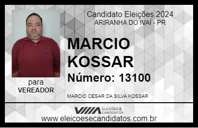 Candidato MARCIO KOSSAR 2024 - ARIRANHA DO IVAÍ - Eleições