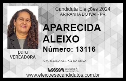 Candidato APARECIDA ALEIXO 2024 - ARIRANHA DO IVAÍ - Eleições