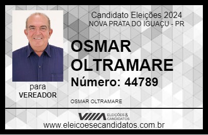 Candidato OSMAR OLTRAMARE 2024 - NOVA PRATA DO IGUAÇU - Eleições