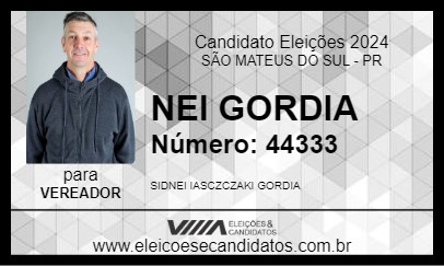 Candidato NEI GORDIA 2024 - SÃO MATEUS DO SUL - Eleições