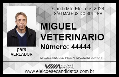 Candidato MIGUEL VETERINARIO 2024 - SÃO MATEUS DO SUL - Eleições