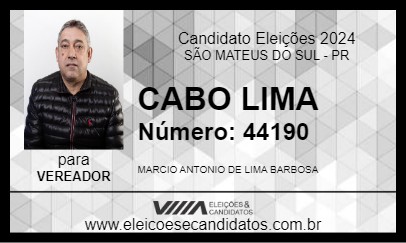 Candidato CABO LIMA 2024 - SÃO MATEUS DO SUL - Eleições