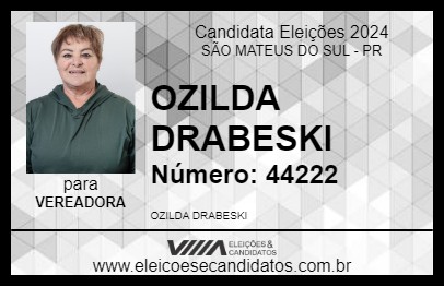 Candidato OZILDA DRABESKI 2024 - SÃO MATEUS DO SUL - Eleições