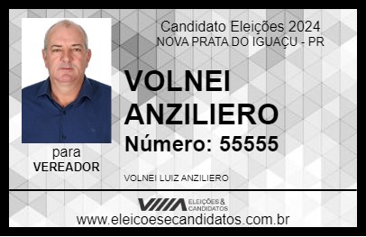 Candidato VOLNEI ANZILIERO 2024 - NOVA PRATA DO IGUAÇU - Eleições