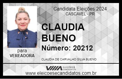 Candidato CLAUDIA BUENO 2024 - CASCAVEL - Eleições