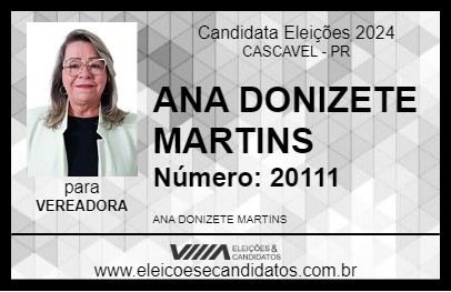 Candidato ANA DONIZETE MARTINS 2024 - CASCAVEL - Eleições