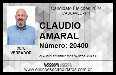 Candidato CLAUDIO AMARAL 2024 - CASCAVEL - Eleições