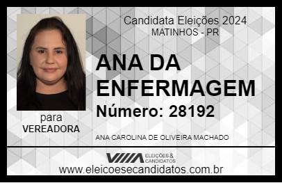 Candidato ANA DA ENFERMAGEM 2024 - MATINHOS - Eleições