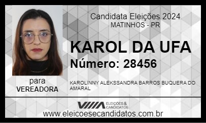 Candidato KAROL DA UFA 2024 - MATINHOS - Eleições