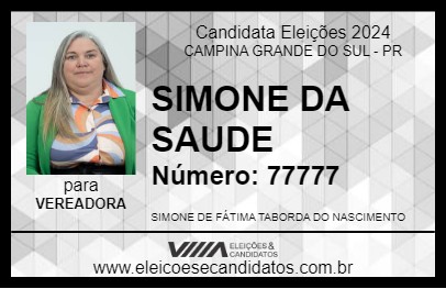 Candidato SIMONE DA SAUDE 2024 - CAMPINA GRANDE DO SUL - Eleições