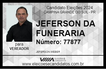 Candidato JEFERSON DA FUNERARIA 2024 - CAMPINA GRANDE DO SUL - Eleições