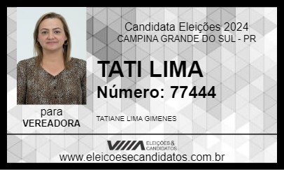 Candidato TATI LIMA 2024 - CAMPINA GRANDE DO SUL - Eleições