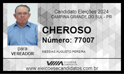 Candidato CHEROSO 2024 - CAMPINA GRANDE DO SUL - Eleições