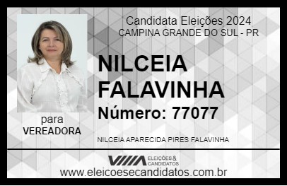 Candidato NILCEIA FALAVINHA 2024 - CAMPINA GRANDE DO SUL - Eleições