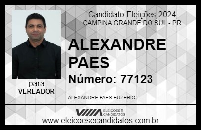 Candidato ALEXANDRE PAES 2024 - CAMPINA GRANDE DO SUL - Eleições